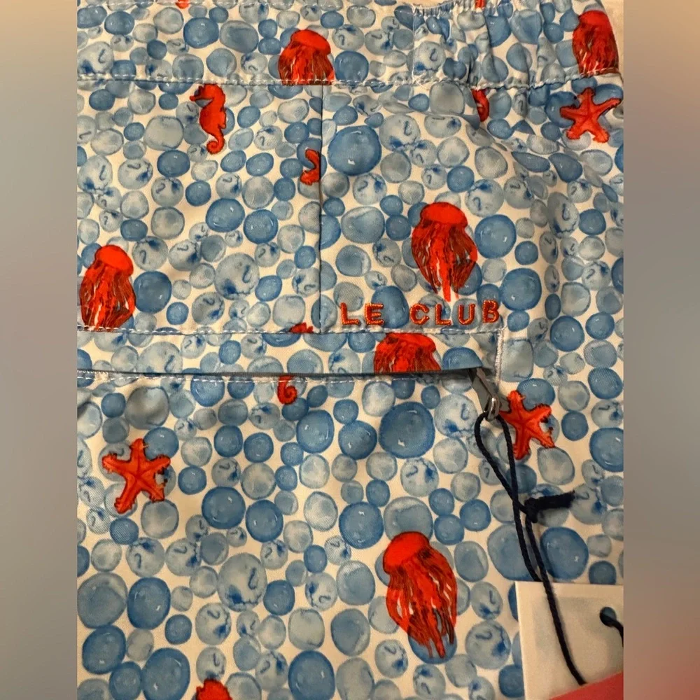 Le Club Sile Bay Blue and Red Patterned Men's Swim Trunks - NWT - Size XXL